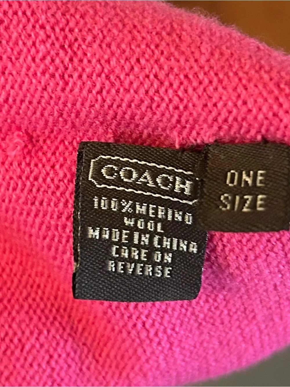 Coach 100% Marino Wool One Size Signature Logo Print Foldover Gloves